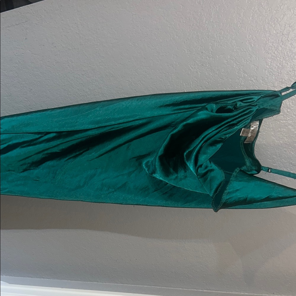 Emerald Green Satin Dress